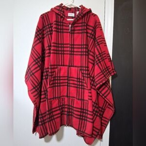 Le Moda Stylish Red Plaid Hooded Poncho Size 2X/3X